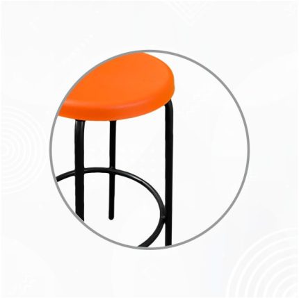 Banco alto con asiento de polipropileno color naranja detalles 2