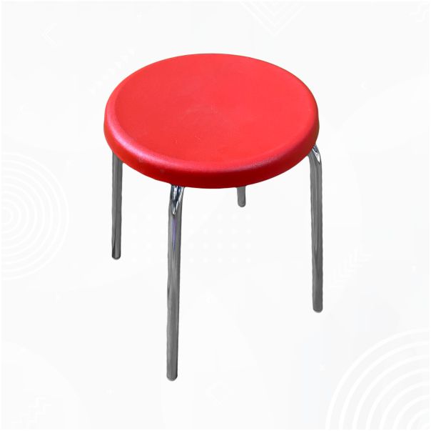 Banco bajo con asiento de polipropileno color rojo