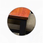 Juego de Comedor tablero mixto madera y cristal bronce, base y sillas de madera 6 Personas Detalles 2